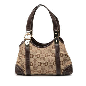 Pre-Loved Gucci Horsebit Canvas Shoulder Bag